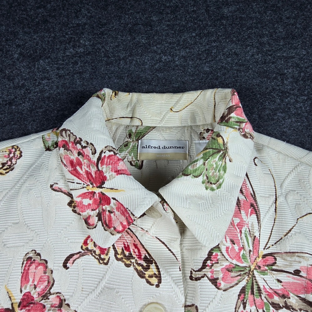 Alfred Dunner Women's Cream Butterfly Print Button Front Jacket Blazer Size 16W - Picture 4 of 9